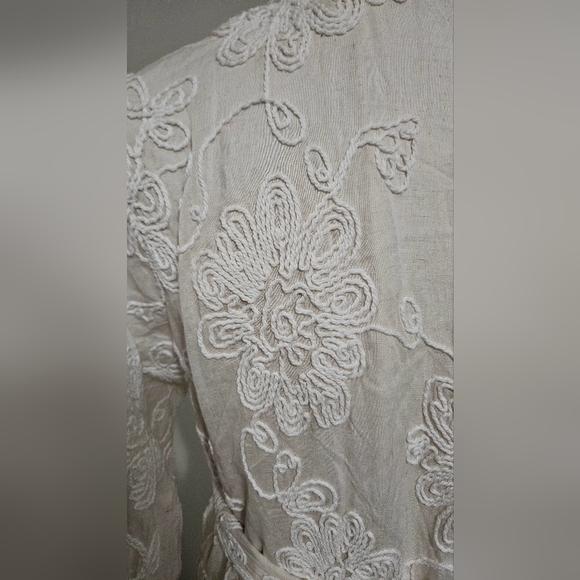 BTFL LIFE Romia Embroidered Lace Crochet Floral Button down dress.Off White. SM - Picture 13 of 16